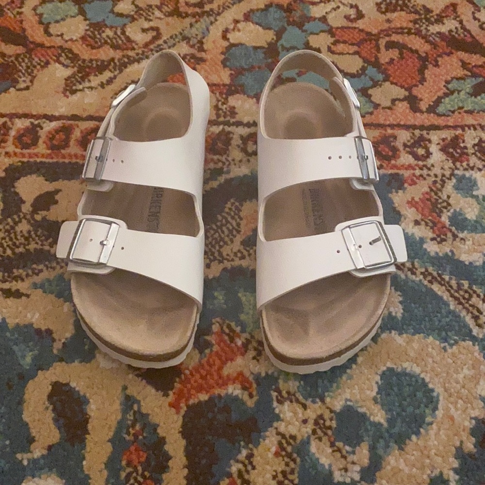 White Birkenstock sandals size 8/12